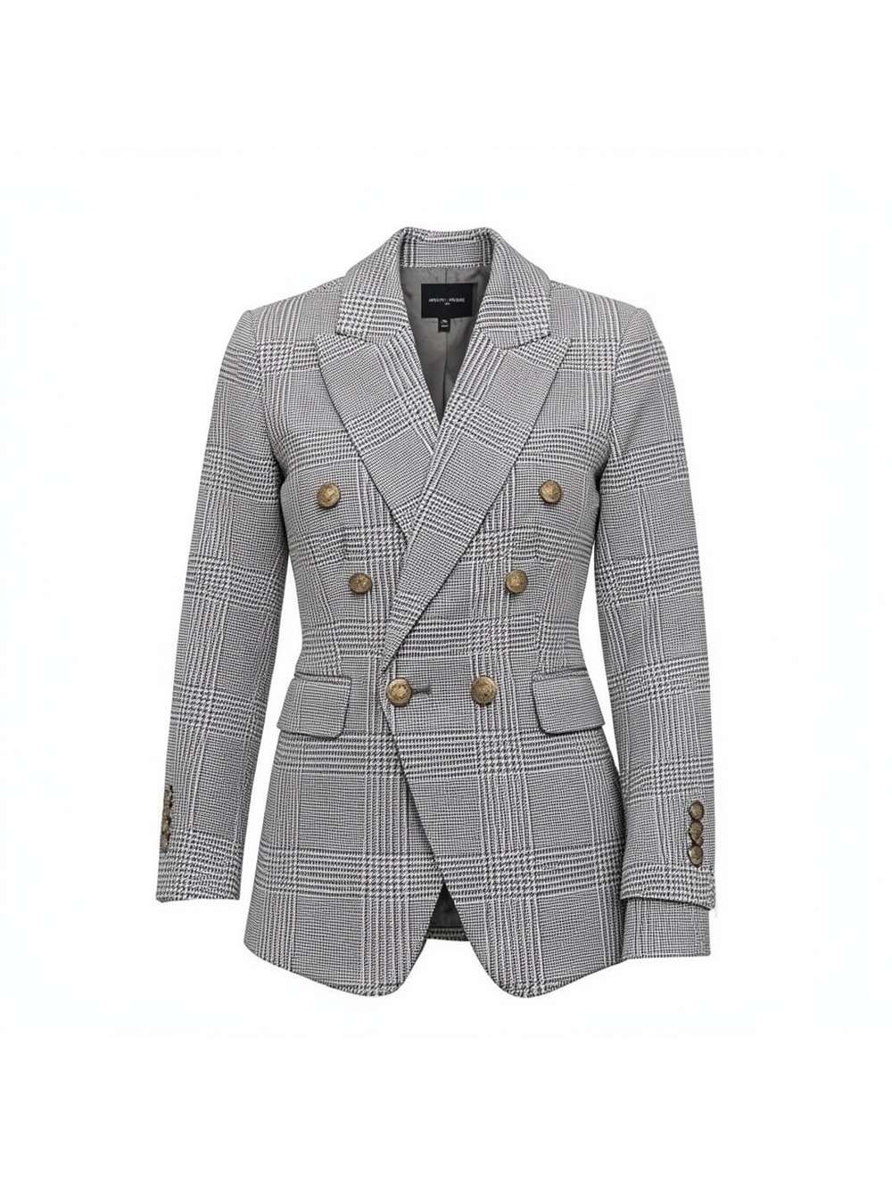 Banana Republic Women's Double-Breasted Plaid Blazer with Br - Picture 8 of 8